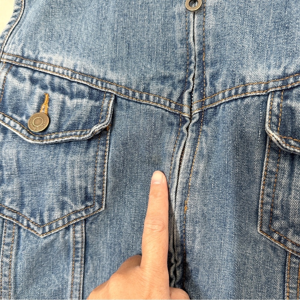 St. John’s Bay Women’s Vintage Denim Vest Corduroy Collar Full Zip Barncore L - Picture 11 of 12